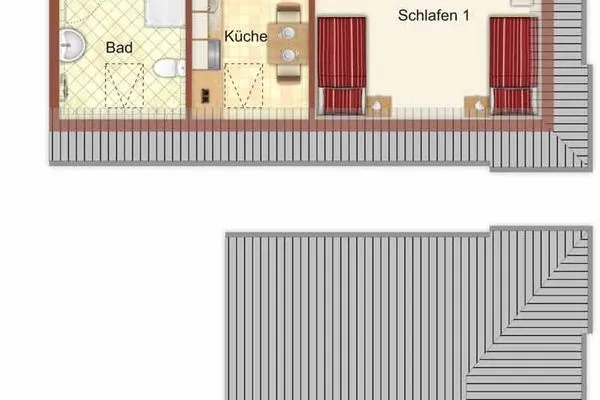 Grundriss Haus Dünenrose Ferienwohnung Strandläufer