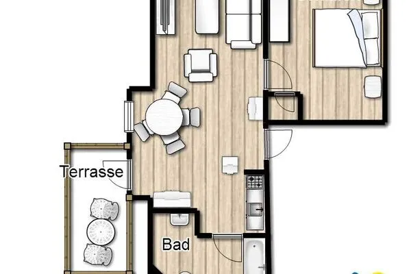 Grundriss Haus Dünenrose Ferienwohnung Inselnest