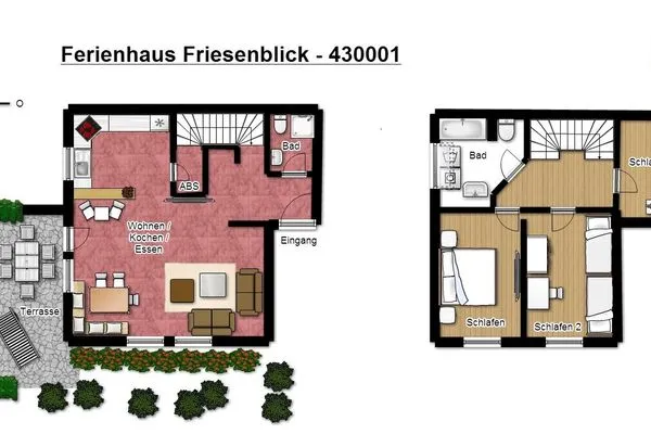 Grundriss Ferienhaus Friesenblick Ferienwohnung 1