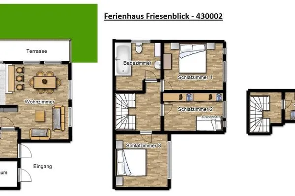 Grundriss Ferienhaus Friesenblick Ferienwohnung 2