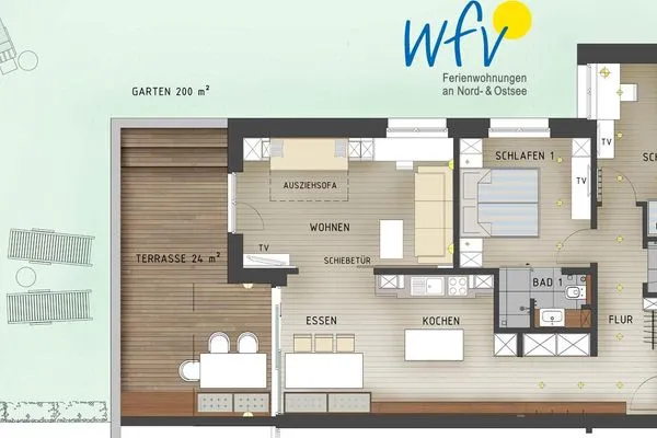 Grundriss Haus Oldenburg Ferienwohnung 2