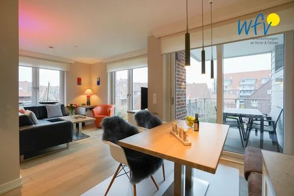 Wohnzimmer Achterhus Ferienwohnung Wattwurm