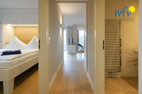 Schlafzimmer Achterhus Ferienwohnung Wattwurm