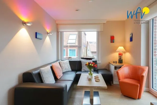 Wohnzimmer Achterhus Ferienwohnung Wattwurm