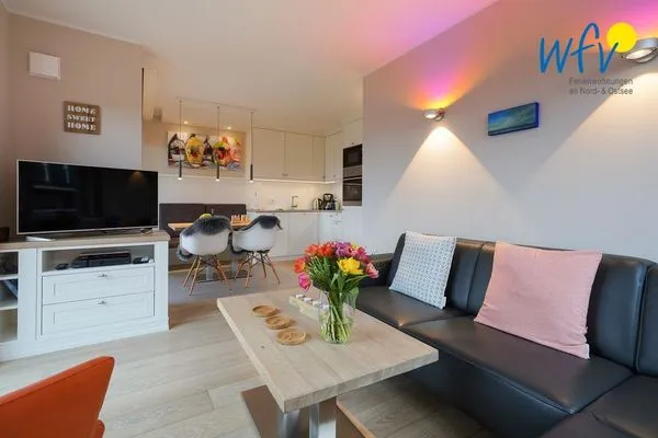 Wohnzimmer Achterhus Ferienwohnung Wattwurm