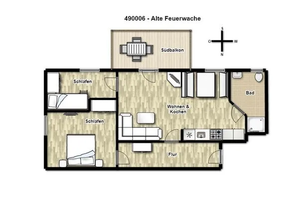 Grundriss Alte Feuerwache Ferienwohnung 6
