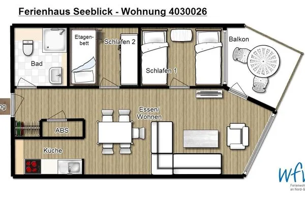 Grundriss Ferienhaus Seeblick Ferienwohnung 26