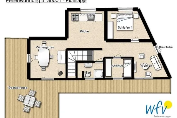 Grundriss Huus an de Tune Ferienwohnung Fidellapje