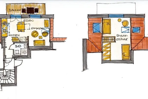 Grundriss Bootshaus in den Dünen - 4 Ferienwohnung Dünenkoje