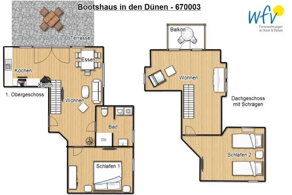 Grundriss Bootshaus in den Dünen - 5 Ferienwohnung Strandgut