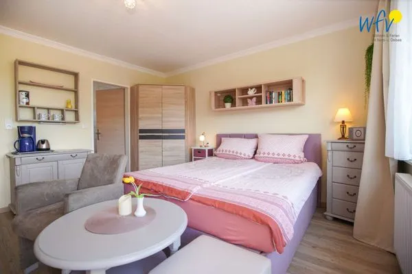 Schlafzimmer Ferienhaus Heidi Appartement Muschel