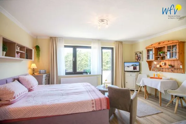 Schlafzimmer Ferienhaus Heidi Appartement Muschel