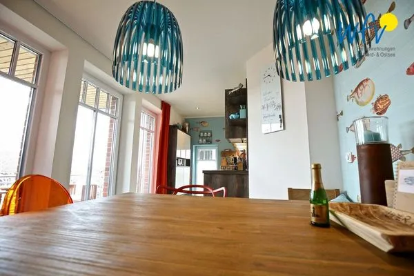 Wohnzimmer Bootshaus in den Dünen - 1 Ferienwohnung "Unter Fischen"