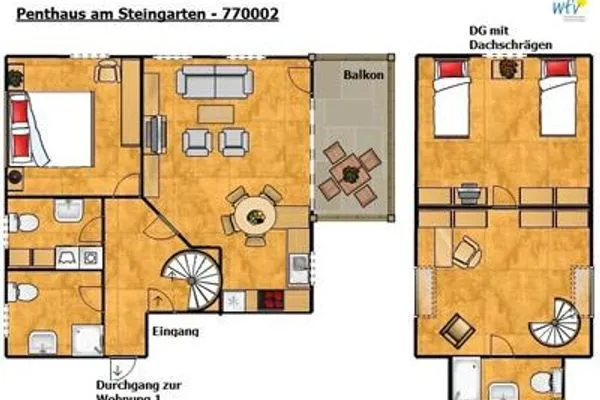 Grundriss Maisonette-Wohnungen am Steingarten Ferienwohnung 2