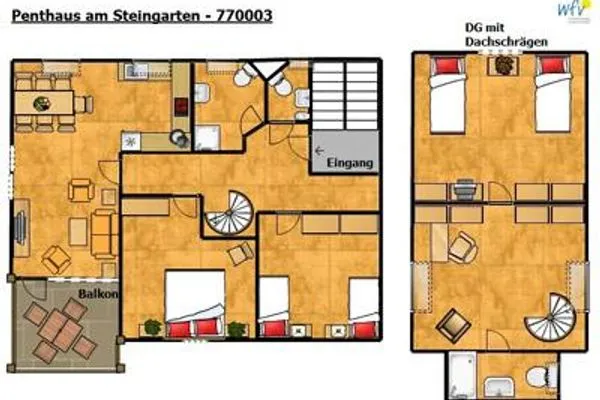 Grundriss Maisonette-Wohnungen am Steingarten Ferienwohnung 3