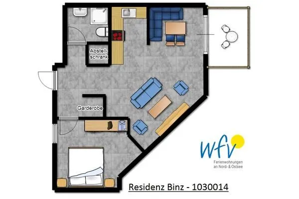 Grundriss Residenz Binz Ferienwohnung 14