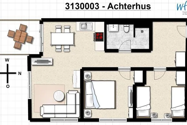 Grundriss Achterhus Ferienwohnung Sonneneck