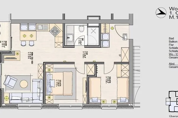 Grundriss Achterhus Ferienwohnung Wattwurm