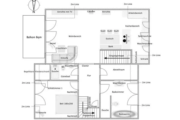 Grundriss Haus Kiek in't Watt Ferienwohnung Quartier 7° Ost