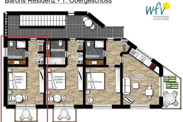 Grundriss Barons Residenz Ferienwohnung 4