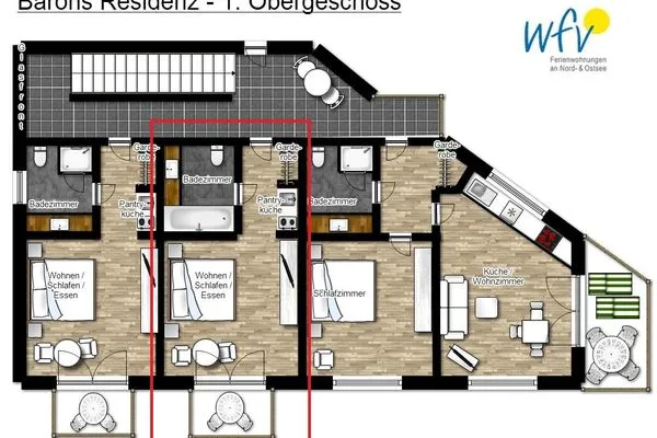Grundriss Barons Residenz Ferienwohnung 5