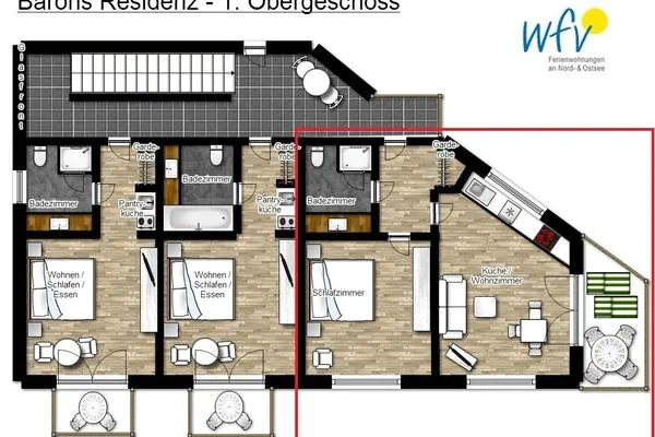 Grundriss Barons Residenz Ferienwohnung 6