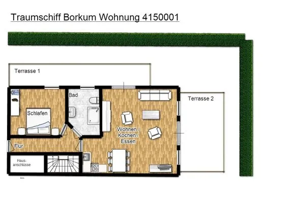 Grundriss Traumschiff Borkum Ferienwohnung 1