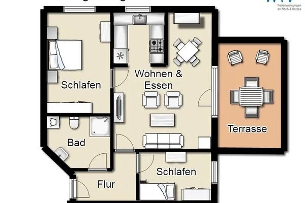 Grundriss Juist Zauber - Haus 3 Ferienwohnung Hildegard