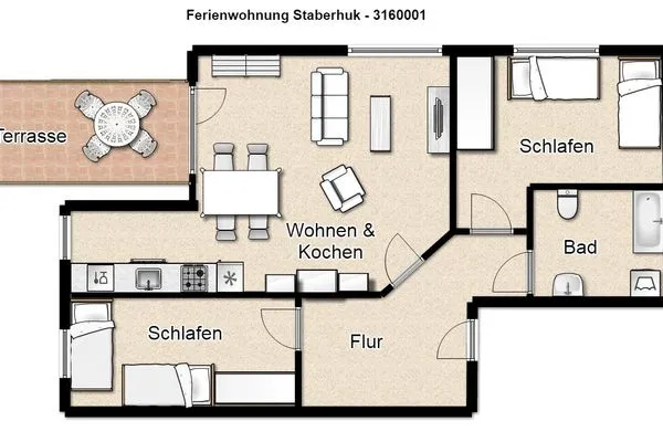 Grundriss Luv und Lee Ferienwohnung Juister Stuv