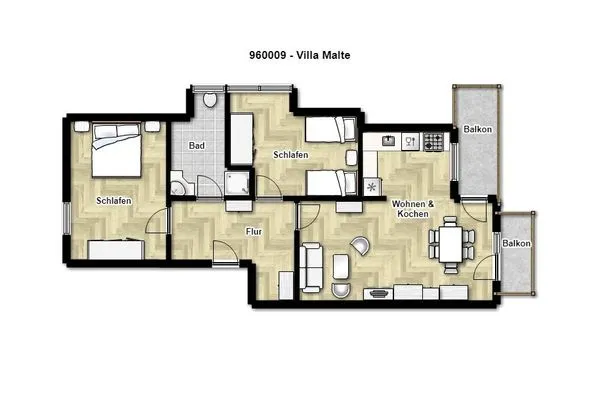 Grundriss Villa Malte Ferienwohnung Ostseetraum