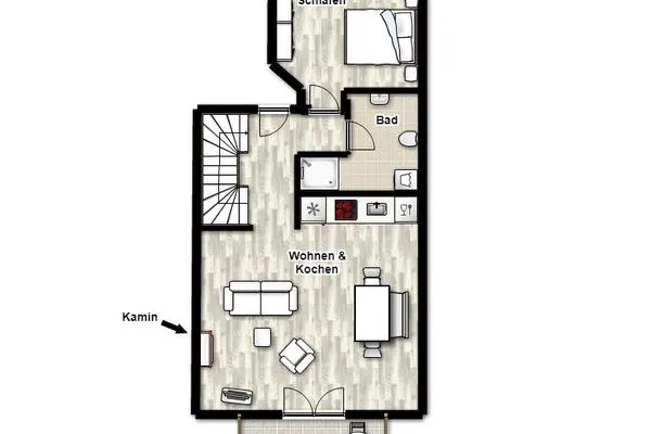 Grundriss Haus Ebbe und Flut Ferienwohnung 2