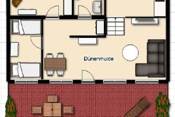 Grundriss Landhaus Ostdüne Ferienwohnung Dünenmulde