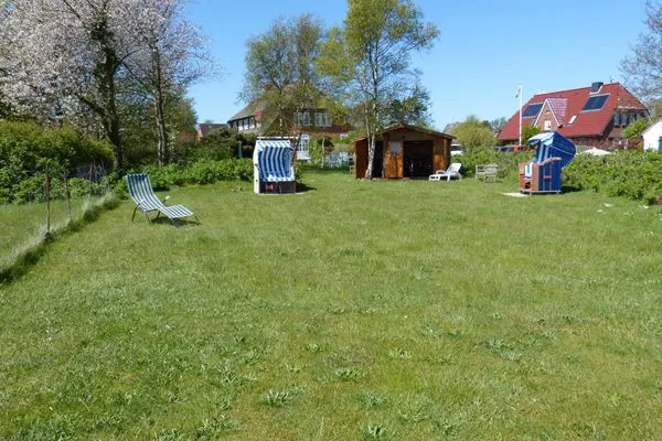Wiese vorr der Ferienwohnung Reethuk in Norddorf auf Amrum Haus Pesel Ferienwohnung *Reethuk*