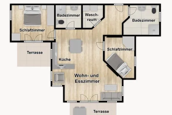 Grundriss Haus im Dorfgroden 14 Ferienwohnung Muschelsucher