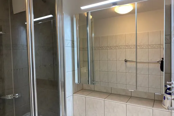 Badezimmer mit Duche Residenz am Strand Wohnung 3-50