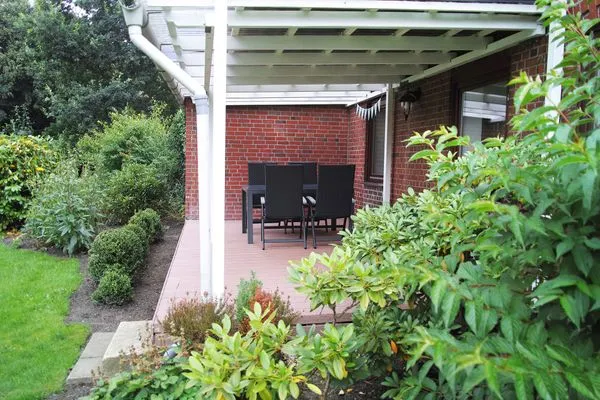 Terrasse  Ferienwohnung Waterkant direkt am Wittensee, mit SPIELSCHEUNE