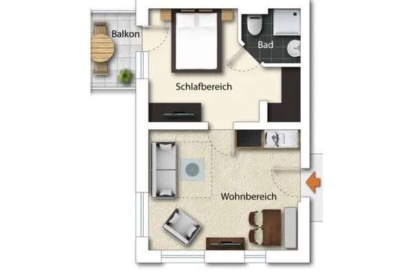 Grundriss Ferienpark Seedorf Haus Wizlaw - Apartment Naturhafen