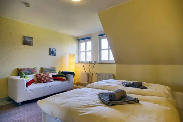 Schlafzimmer mit Doppelbett  Kuttels Koje