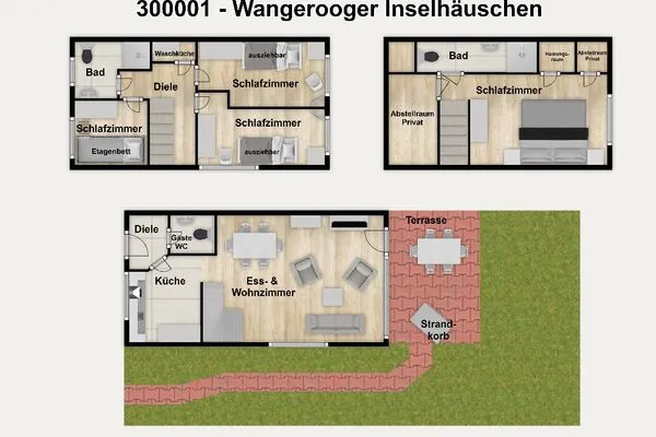 Grundriss Ferienhäuser Siedlerstraße 11 Wangerooger Inselhäuschen