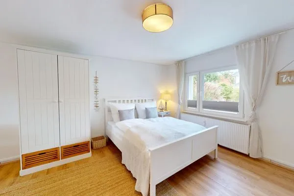 Schlafzimmer Küstenplatz Sandkorn - mit zwei Sonnenterrassen