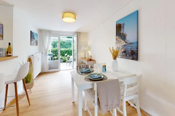 Wohnzimmer Küstenplatz Sandkorn - mit zwei Sonnenterrassen