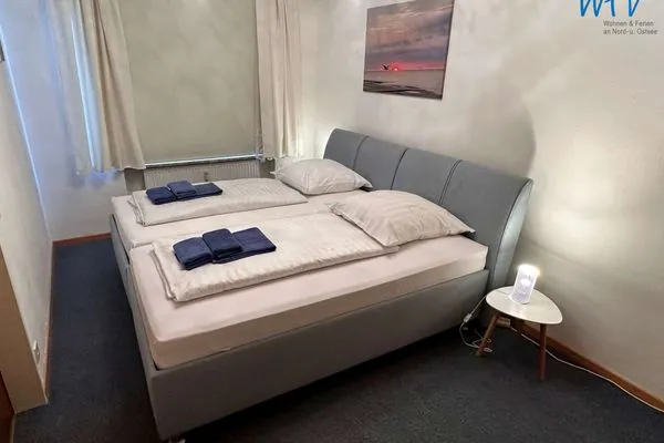 Schlafzimmer als Doppelbett Dünenschlösschen Ferienwohnung 34