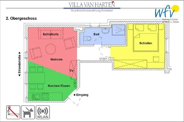 Grundriss Villa van Harten Ferienwohnung Bootsmann