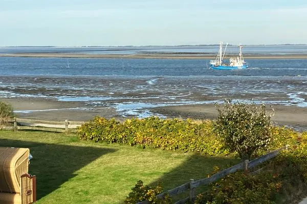 Blick nach Föhr aus der Küche der Ferienwohnung Tidenblick in Wittdün auf Amrum  Ferienwohnung Tidenblick