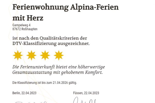  Ferienwohnung Alpina - Ferien mit Herz Ferienwohnungen in Roßhaupten - 