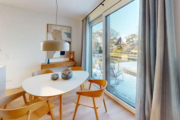 Wohnzimmer  Strandglück - mit Balkon, direkt am Strand