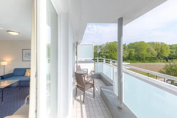 Ferienwohnung Deichkieker Aparthotel Zingst - Blick vom Balkon  Deichkieker