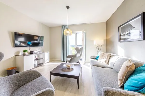 Ferienwohnung Dünenkieker Ostseebad Wustrow - ZweiWasser Alte Seefahrtschule Wohnzimmer  Dünenkieker