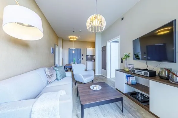 Ferienwohnung Kleine Welle Ostseebad Wustrow - Wohnzimmer mit TV  Kleine Welle