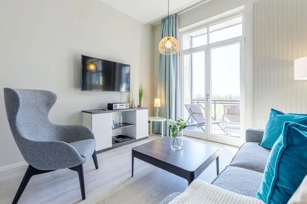 Ferienwohnung Meerglück Ostseebad Wustrow - ZweiWasser Alte Seefahrtschule Wohnbereich  Meerglück